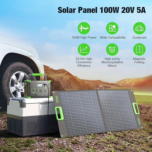 100W Portable Solar Panel for Power Station Generator, 20V Foldable Solar Cell - Image 2