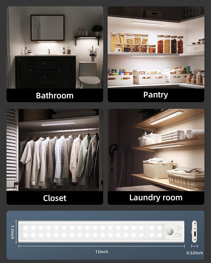 12inch Under Cabinet Lights, Motion Sensor Light Indoor, 2200mAh Rechargeable - Image 7