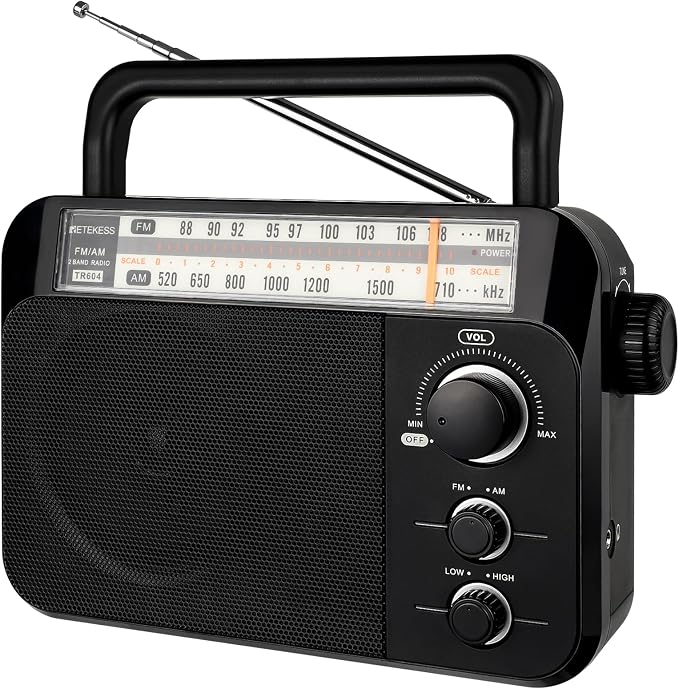Retekess TR604 AM FM Radio, Portable Radio Plug in Wall, D Battery Operated by Retekess