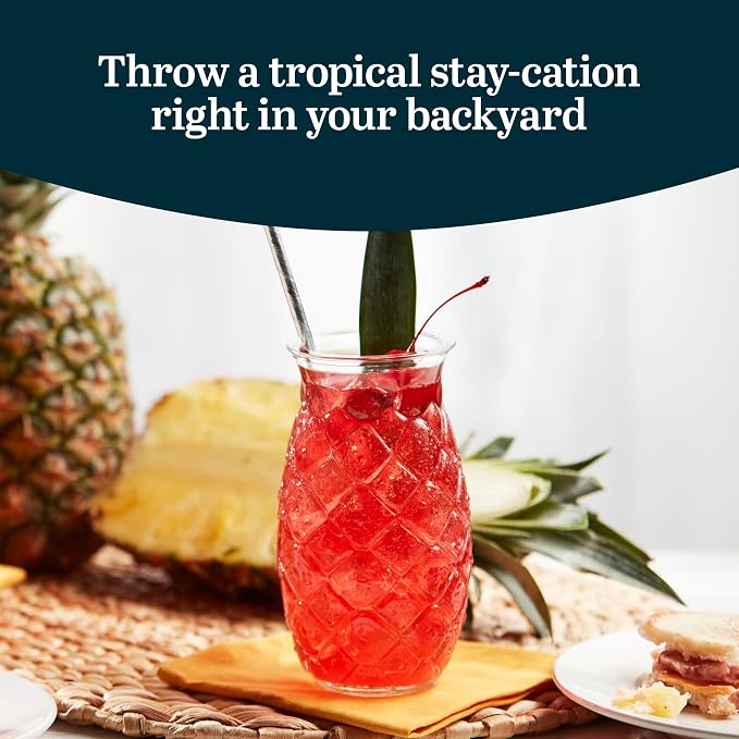 Libbey Tiki Pineapple Glasses Set of 4, Textured 17 Ounce Tiki Glasses - Image 2