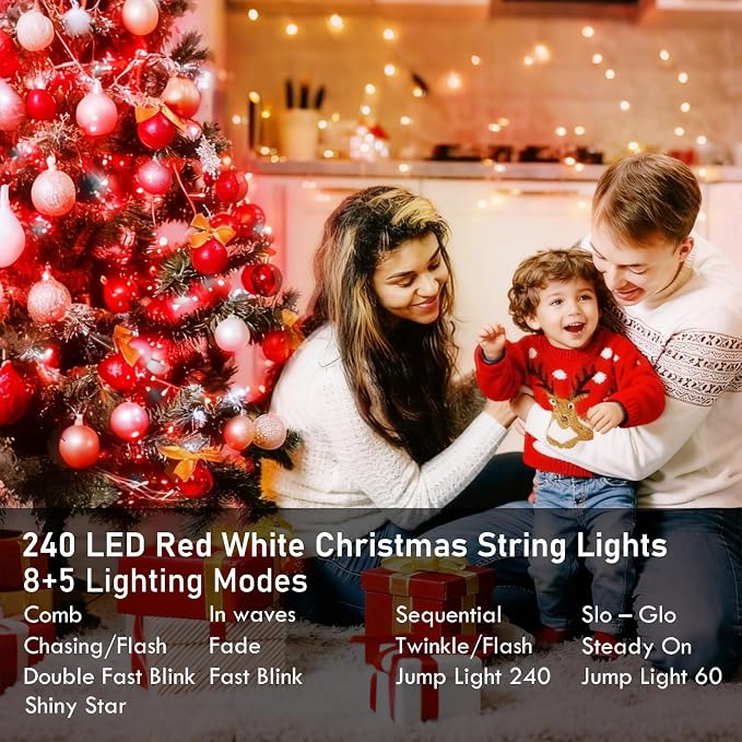 88FT 240LED Extra-Long Connectable String Lights Indoor Outdoor Clear Wire - Image 3