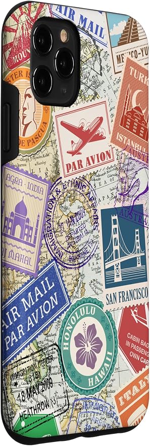 World Map Travel Passport Stamps Postage Stamp Case - Image 3