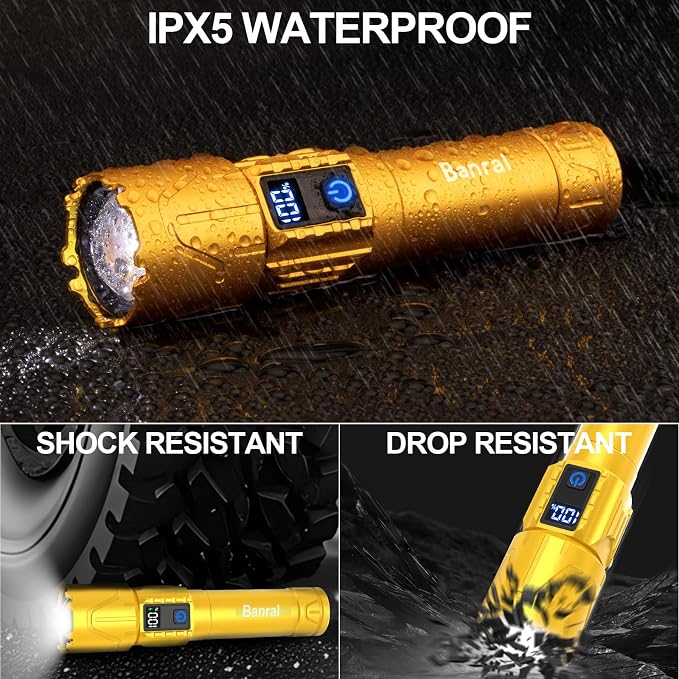 Banral Rechargeable Tactical Flashlights 2000 High Lumens - 5000mAh Super - Image 6
