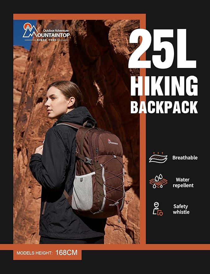 MOUNTAINTOP 25L Hiking Backpack, Lightweight Travel Backpack - Image 2