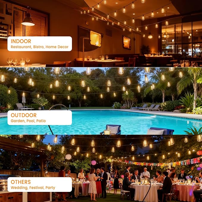 LED Outdoor String Lights 400ft Shatterproof Patio Lights - Image 6