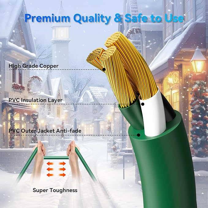 K KASONIC - 40FT Outdoor Extension Cord 1 to 3 Splitter, 3 Prong Outlets Plugs - Image 4