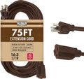 Brown Outdoor Extension Cord 75 ft, 16/3 Heavy Duty Cable by Cablectric