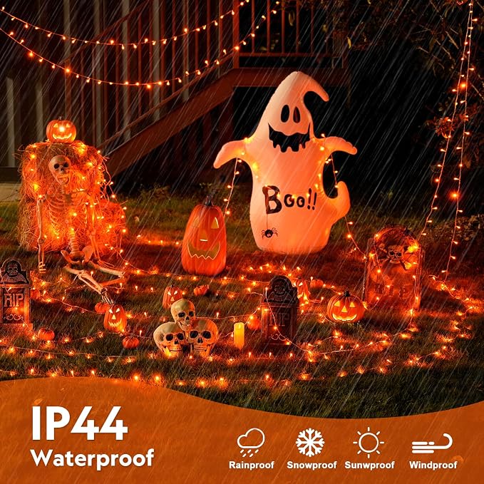 JMEXSUSS 400 LED Orange Lights for Halloween Decor, 132ft Orange String Lights - Image 3