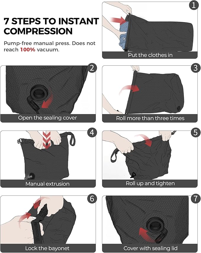 Travel Laundry Bag, Pump-free Vacuum Compression Dirty Clothes Bag, Large - Image 5