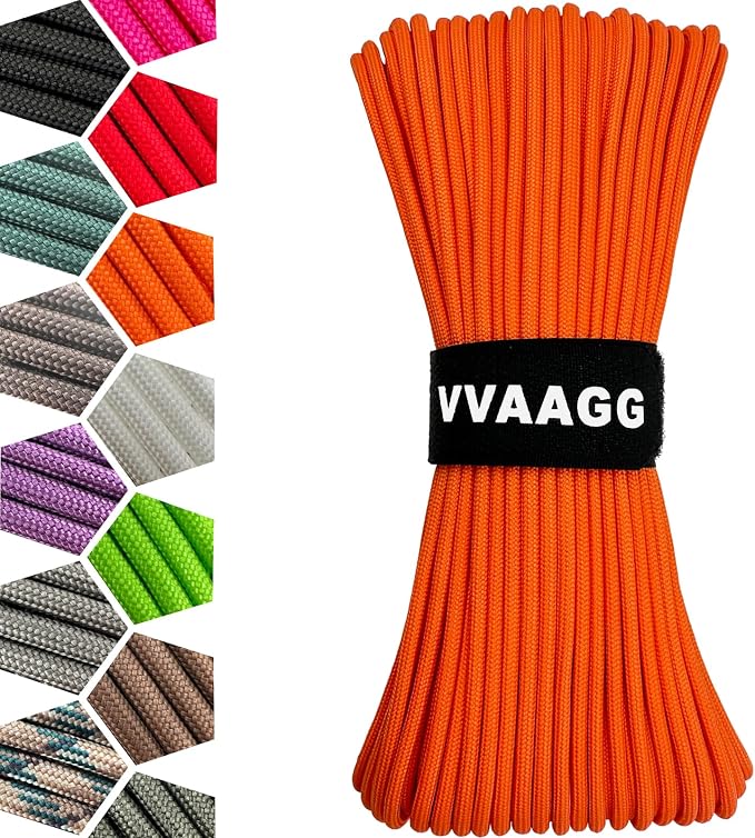 VVAAGG 1000 Orange Paracord100FT Utility Parachute Cord 4mm Nylon String12 by ParacordSpecialist