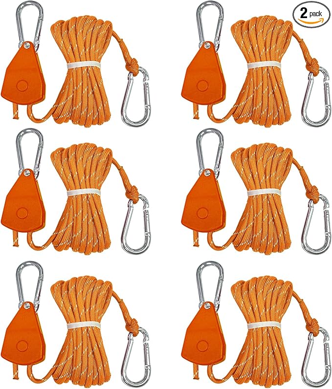 Longer 14ft Retractable Paracord Rope Tie Down Ratchet Strap Small Straps Mini by KOKKOYA