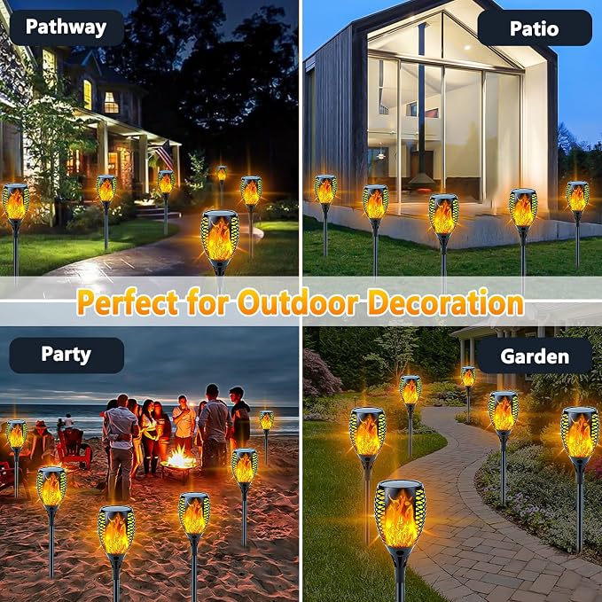 4 Pack Super Larger Size Solar Flame Torch Lights - Image 4