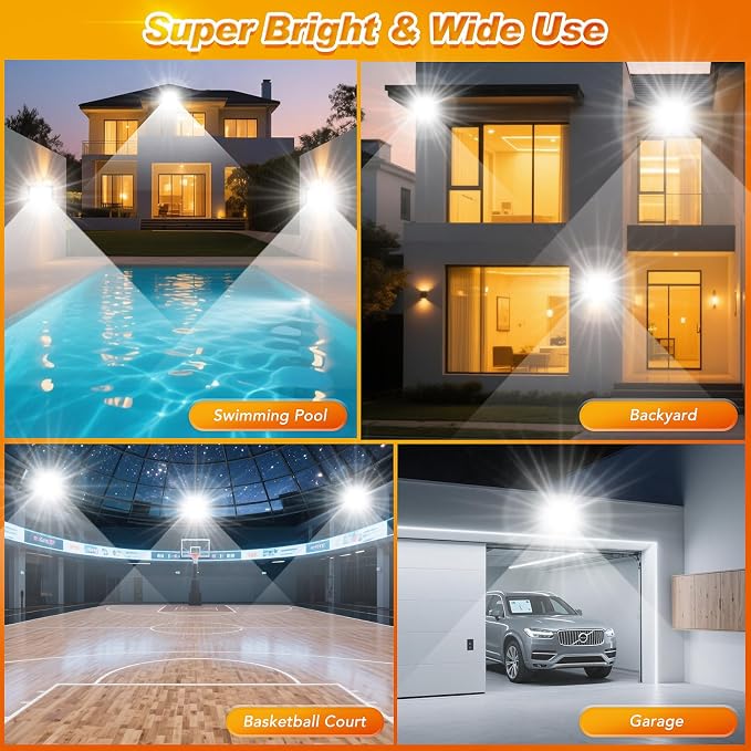 200W LED Flood Light Outdoor, IP66 Waterproof Outside Work Lights, 6500K - Image 5