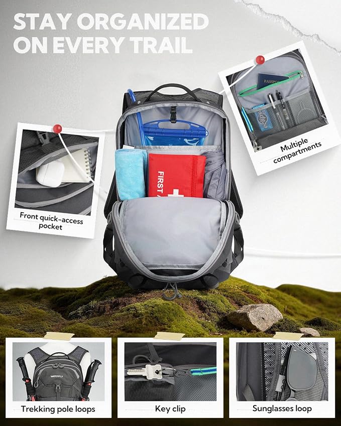WATERFLY Small Lightweight Hiking Backpack: 20L Outdoor Daypack - Image 5