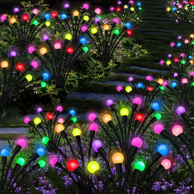 Kohlrabi Solar Garden Lights Outdoor, 6 Pack 48 LED Solar Firefly Lights - Image 5