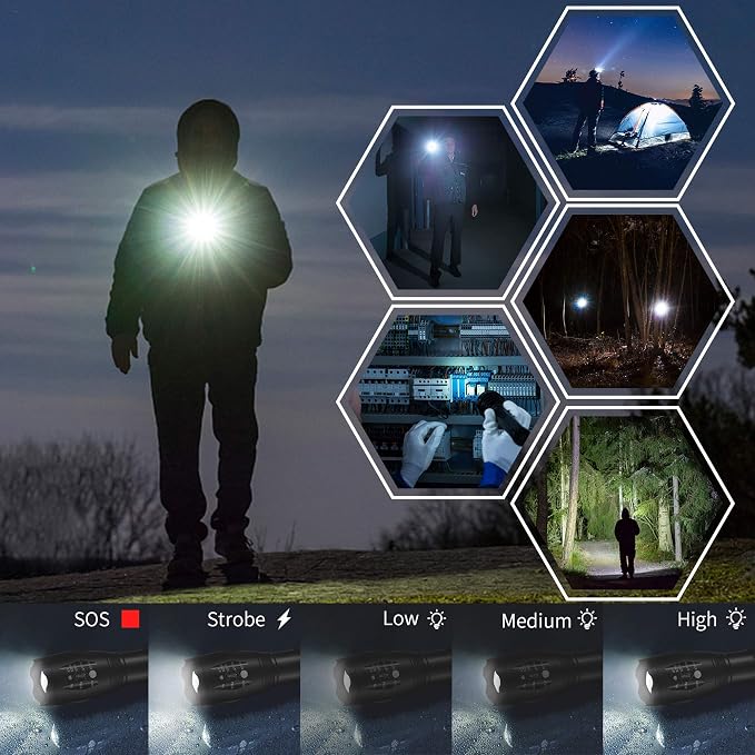 Whaply LED Flashlights, 2 Pack Tactical Flashlight High Lumens Lights - Image 6