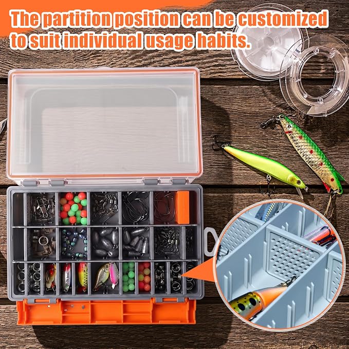 Junkin 6 Pack 3600 Fishing Tackle Boxes Waterproof, High-vis Orange Lure - Image 6