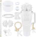 9PCS White for Stanley Cup Accessories Set Bling Initials Bow Charms for by Unknown