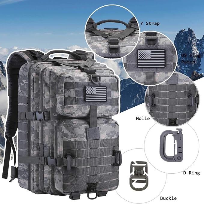Hannibal Tactical MOLLE Assault Backpack, Tactical Backpack Army Military - Image 4