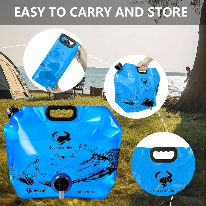 Collapsible 8L Water Storage Bag, BPA-Free Portable Folding Water Jug - Image 4