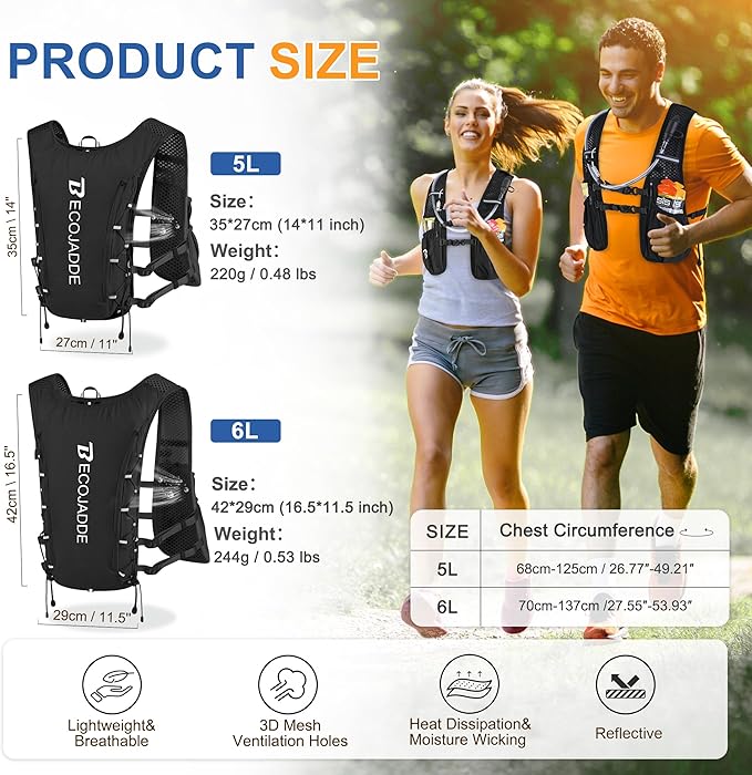 BECOJADDE Running Vest Hydration Backpack - Image 4