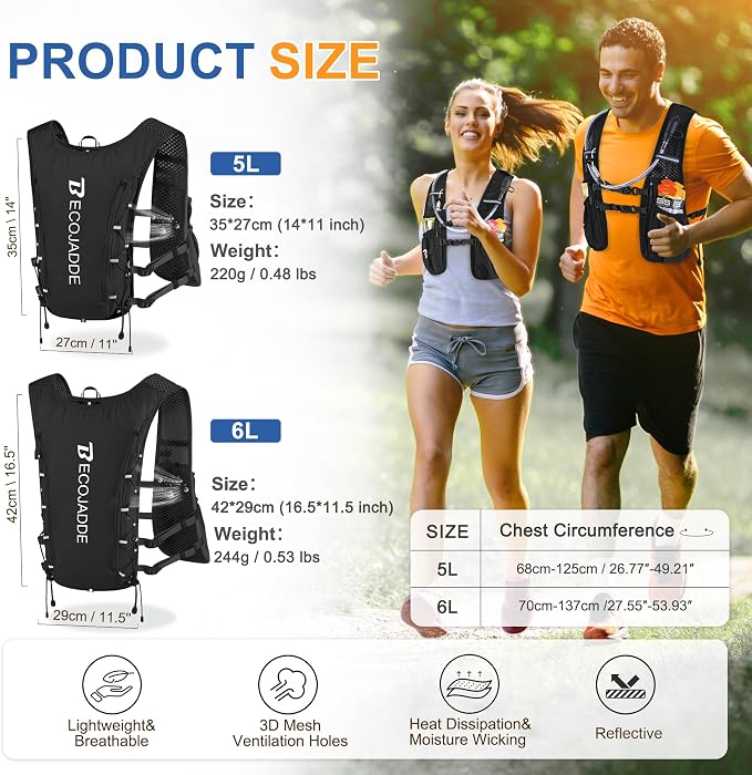 BECOJADDE Running Vest Hydration Backpack - Image 4