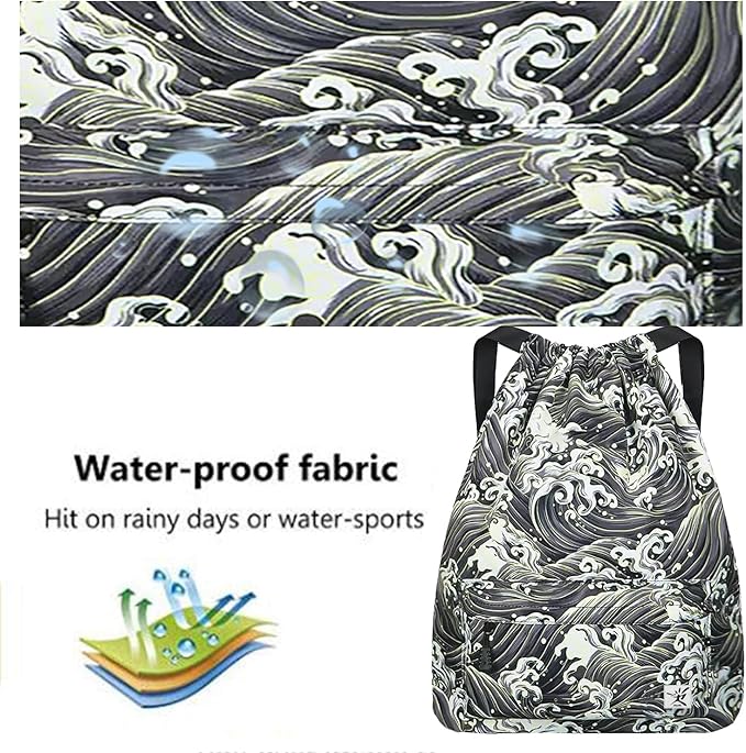 Waterproof Drawstring Bag, Gym Bag Sackpack Sports Beach Backpack - Image 5