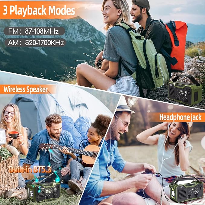 30000mAh Emergency Weather Radio, AM/FM/NOAA Weather Alert Radio Hand - Image 6