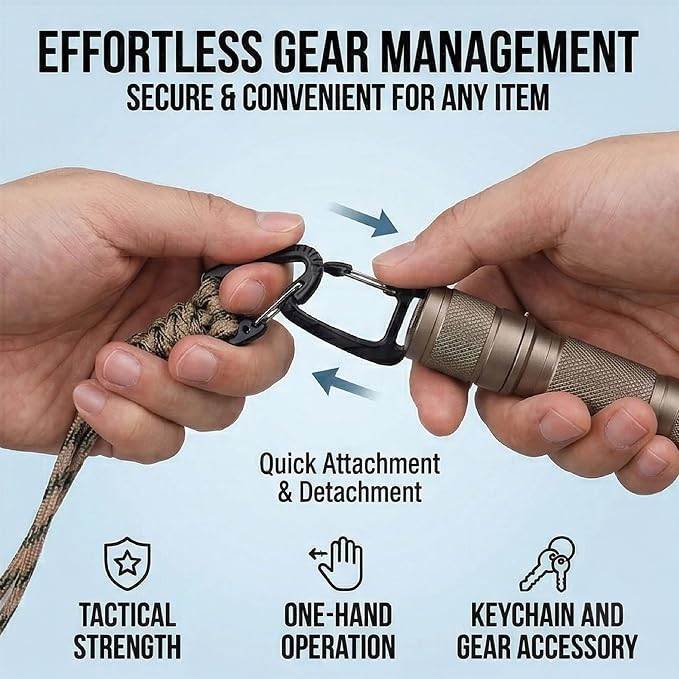 3-Pack Tactical Paracord Carabiner Keychain – Adjustable Rope Lanyard - Image 6