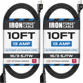 Iron Forge Cable 2 Pack 10 Ft Black Extension Cord, 10 Foot Extension Cord by IronForgeCable