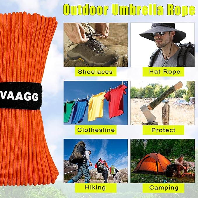VVAAGG 1000 Orange Paracord100FT Utility Parachute Cord 4mm Nylon String12 - Image 5