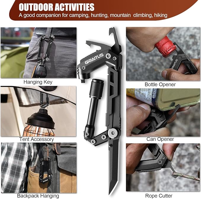 Carabiner Multitool 8-in-1 EDC Carabiners Pocket Knife, Serrated Knife - Image 4
