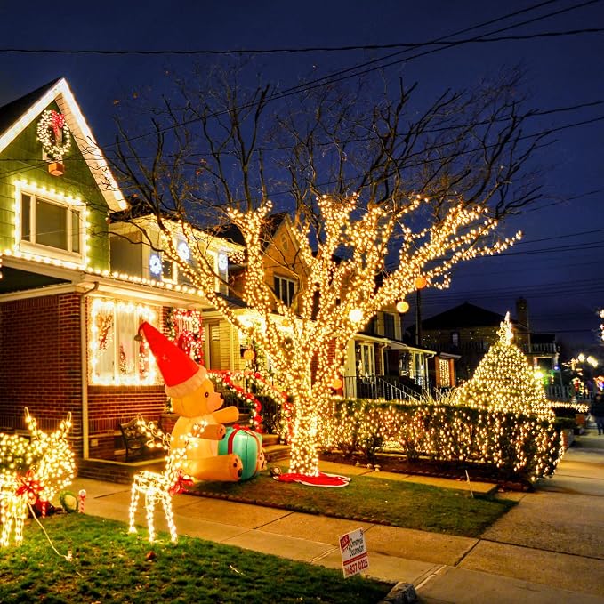 JMEXSUSS 300 LED Warm White Christmas Lights Outdoor Waterproof, 8 Modes Green - Image 4