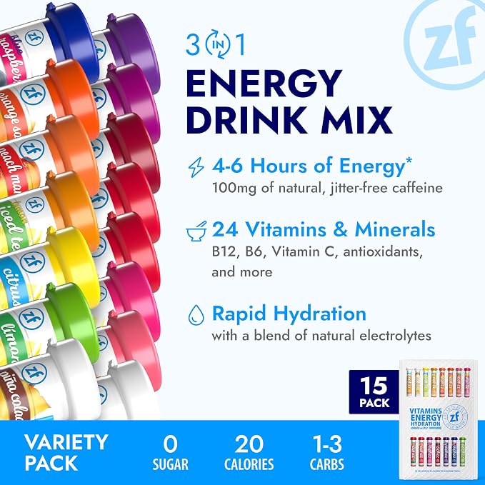 Zipfizz Daily Energy Drink Powder, Variety Pack, 15 Pack | 3-in-1 Sustained - Image 4