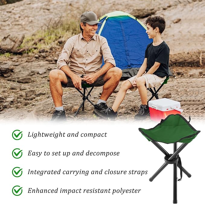 Folding Camping Stool, Portable Travel Outdoor Tripod Seat - Image 3