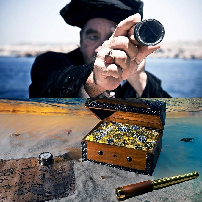 Pirate Monocular Telescope, 25x30 High Powered Zoomable Collapsible Brass - Image 9