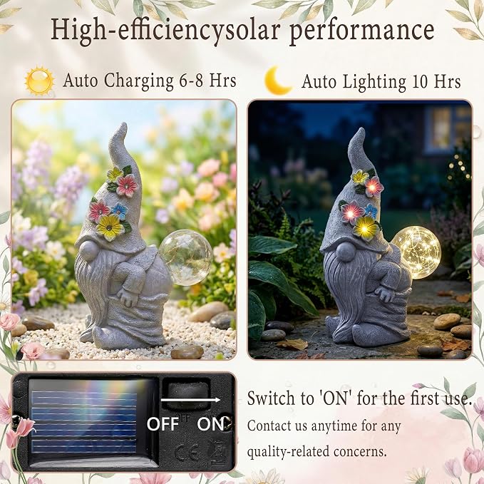 Solar Funny Garden Gnome Statue: Outdoor Sculpture Lights - Image 6