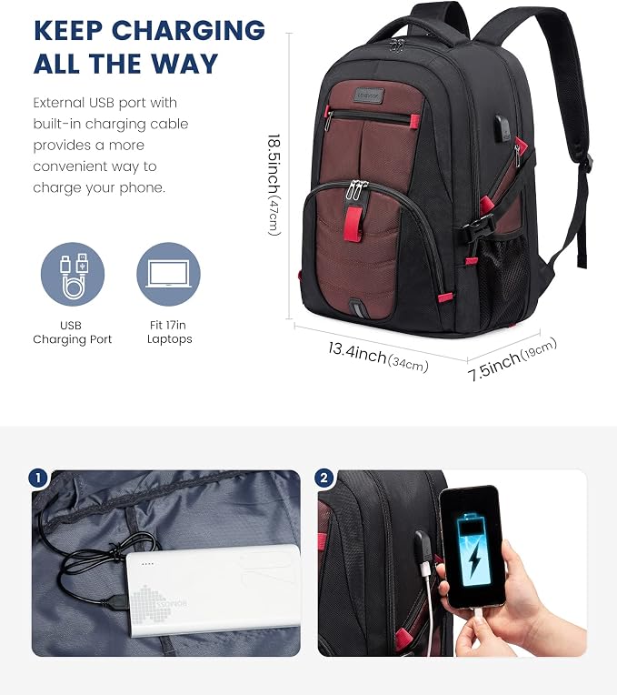 LOVEVOOK Travel Backpack for Men 17inch Large Work Backpack for Men Large - Image 3