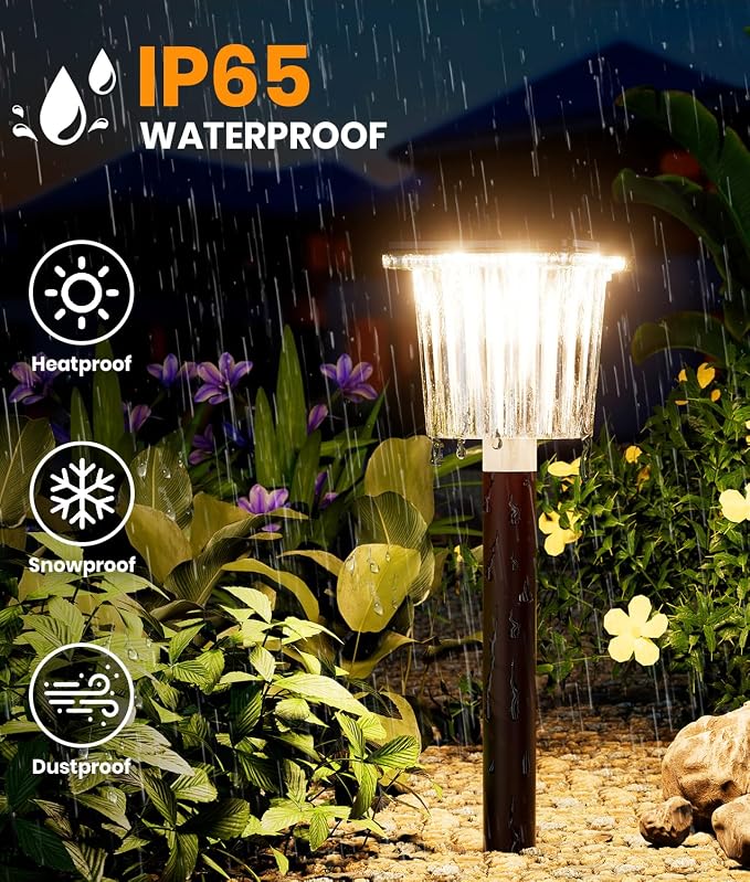 Super Bright Solar Pathway Lights Outdoor Powered 2-Pack, Adjustable Warm&Cool - Image 4