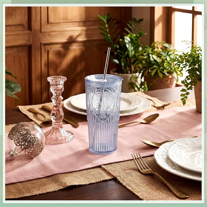 8 Set 20oz Vintage Plastic Tumbler - Image 4