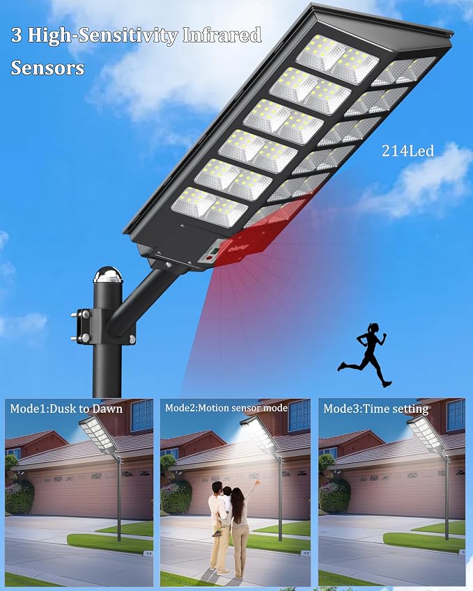 Ofuray Solar Street Lights Outdoor, Solar Security Flood Lights Parking Lot - Image 2