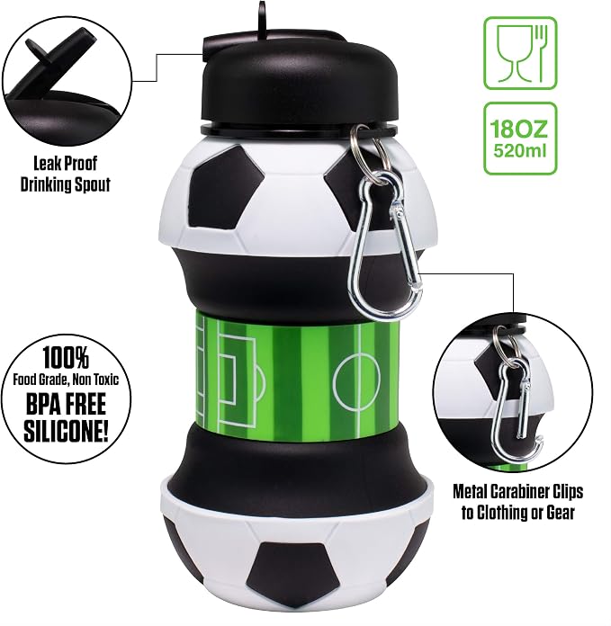 Maccabi Art Collapsible Silicone Soccer Ball Water Bottle - Image 5