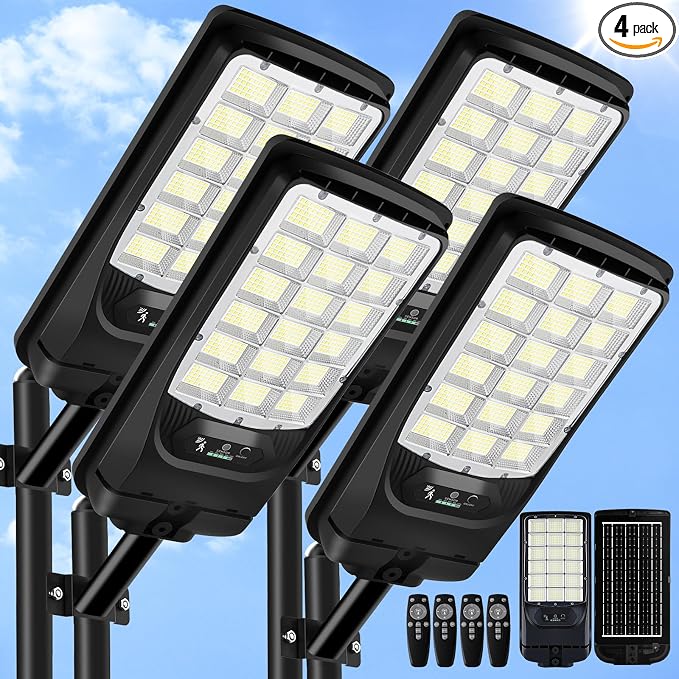 Solar Street Lights Outdoor Waterproof, 21000LM 6500K LED Motion Sensor Lights by IlluminateYourWorld
