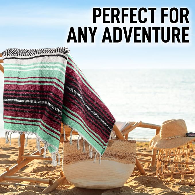 Hydration Nation Authentic Large Handwoven Mexican Blanket - Image 5