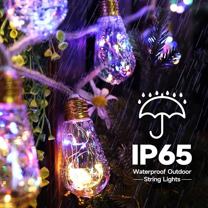 Solar Outdoor String Lights, 20Ft Vintage Rope Hemp Solar Patio Lights - Image 5