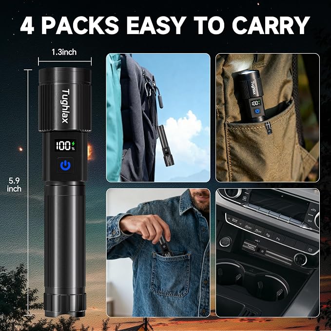 4Pack Rechargeable Flashlights High Lumens 10000LM, Super Bright Flashlight - Image 9