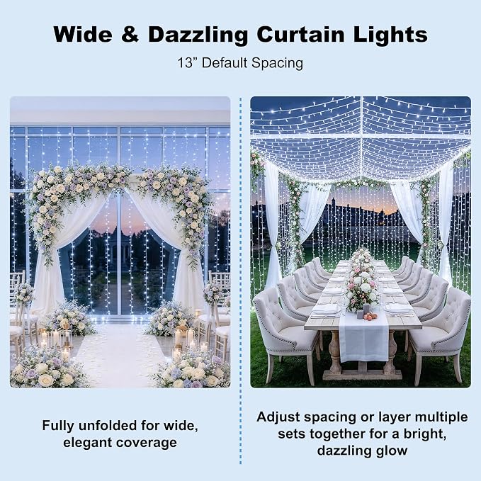 JMEXSUSS 9.5x29.5ft Curtain Lights Indoor Outdoor Decor - Image 4