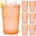 Ciaell 12 Pack Romantic Plastic Water Glasses - 14 Oz Amber Vintage Drinking by Ciaell