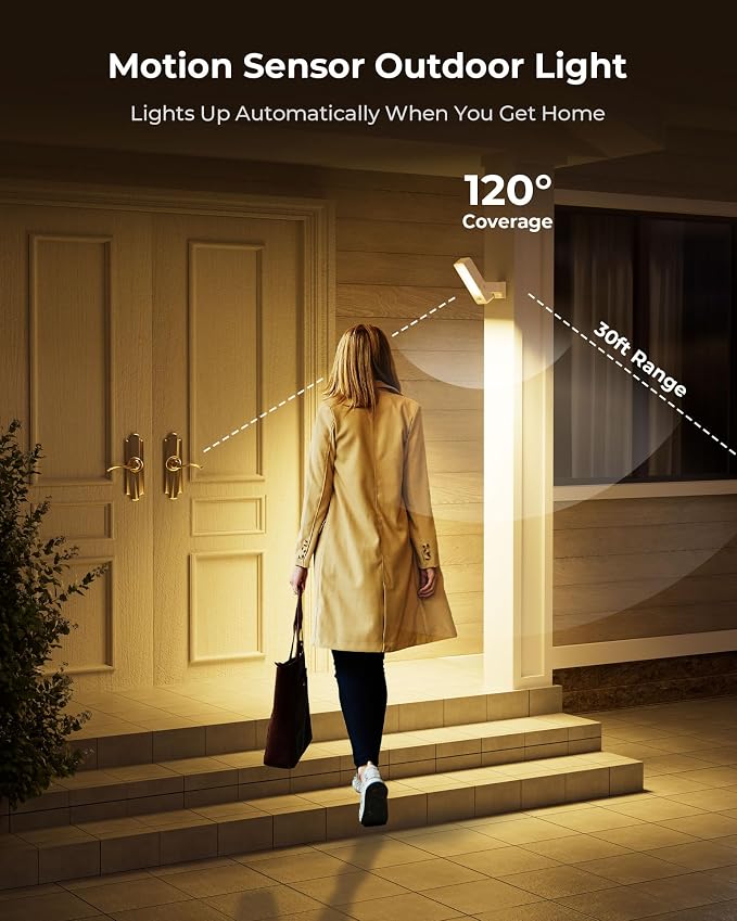 Motion Sensor Outdoor Light, 10000mAh Rechargeable Battery Operated Outdoor - Image 2