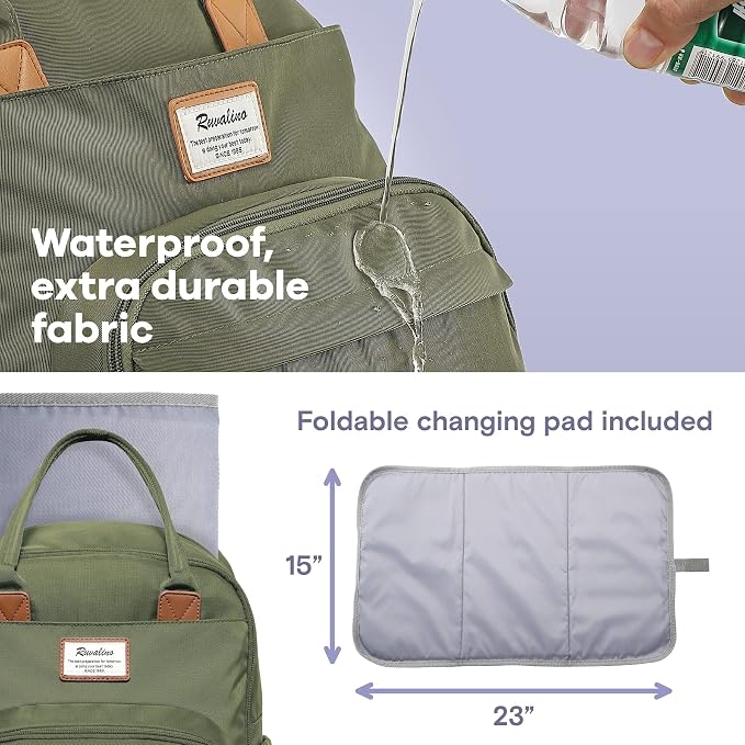 RUVALINO Diaper Bag Backpack-Expandable Baby Bag - Image 7